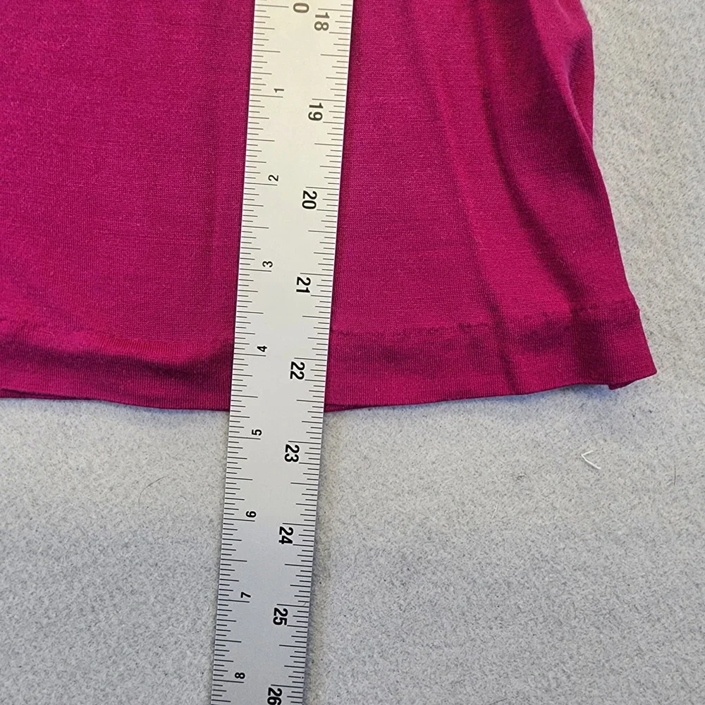 Banana Republic Magenta Silk Blend Flutter Sleeve Ruffle Neck Top Petite Small - Picture 10 of 10